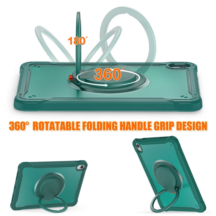 For iPad 2025 / 2022 Heavy Duty Hybrid Tablet Case with Handle & Strap(Dark Green) by bashfashion