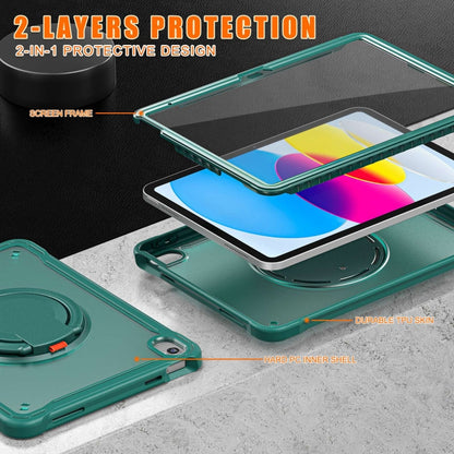 For iPad 2025 / 2022 Heavy Duty Hybrid Tablet Case with Handle & Strap(Dark Green) by bashfashion