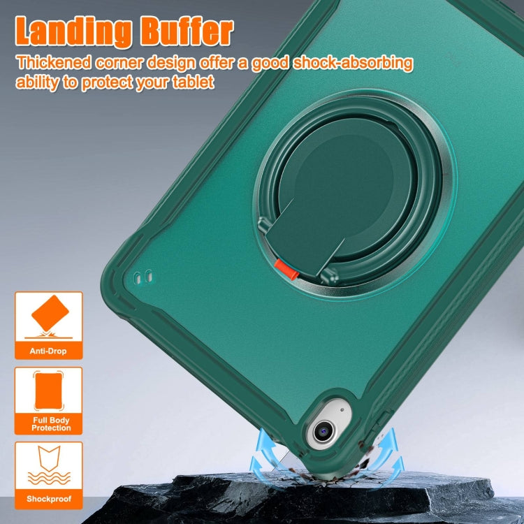 For iPad 2025 / 2022 Heavy Duty Hybrid Tablet Case with Handle & Strap(Dark Green) by bashfashion