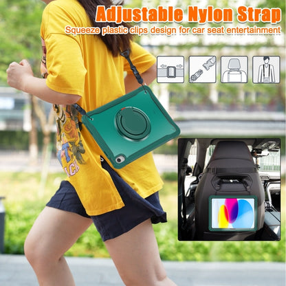 For iPad 2025 / 2022 Heavy Duty Hybrid Tablet Case with Handle & Strap(Dark Green) by bashfashion