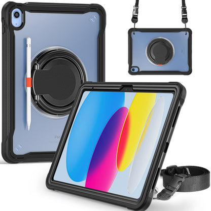 For iPad 2025 / 2022 Heavy Duty Hybrid Tablet Case with Handle & Strap(Black) by bashfashion