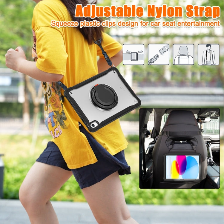 For iPad 2025 / 2022 Heavy Duty Hybrid Tablet Case with Handle & Strap(Black) by bashfashion