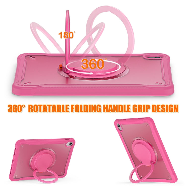 For iPad 2025 / 2022 Heavy Duty Hybrid Tablet Case with Handle & Strap(Rose Red) by bashfashion