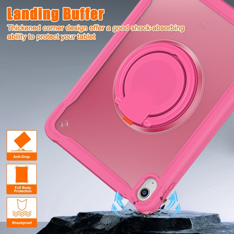 For iPad 2025 / 2022 Heavy Duty Hybrid Tablet Case with Handle & Strap(Rose Red) by bashfashion