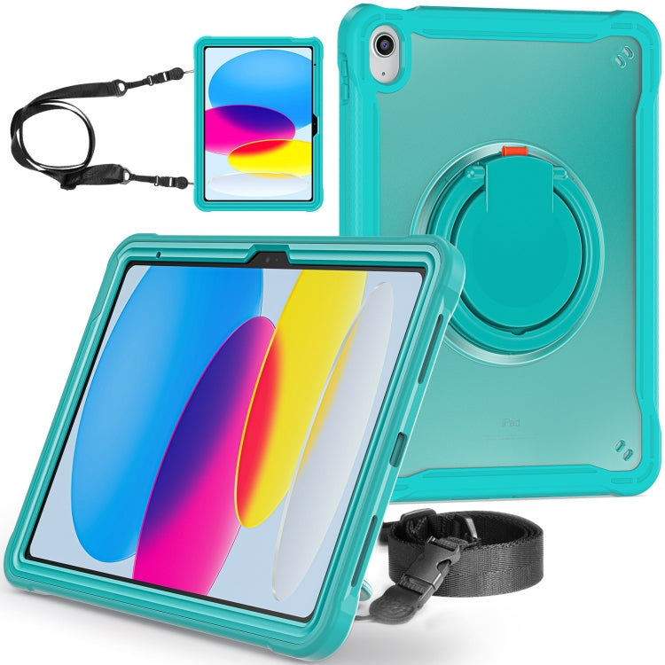 For iPad 2025 / 2022 Heavy Duty Hybrid Tablet Case with Handle & Strap(Light Blue) by bashfashion