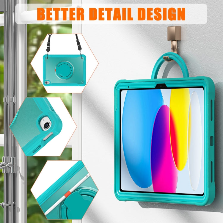 For iPad 2025 / 2022 Heavy Duty Hybrid Tablet Case with Handle & Strap(Light Blue) by bashfashion