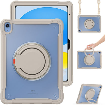 For iPad 2025 / 2022 Heavy Duty Hybrid Tablet Case with Handle & Strap(Khaki) by bashfashion