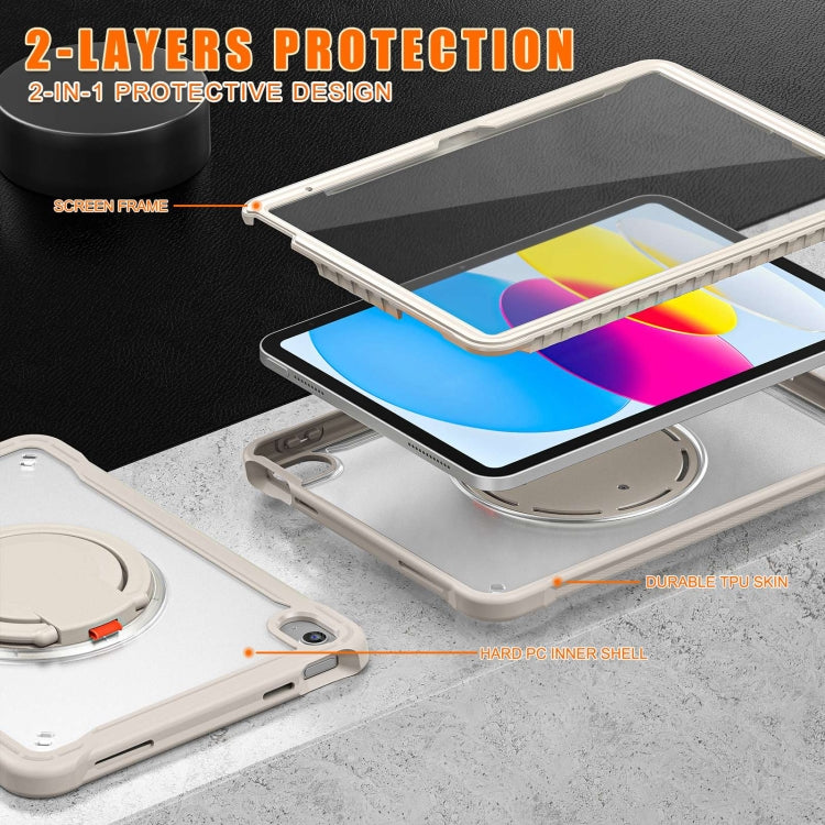For iPad 2025 / 2022 Heavy Duty Hybrid Tablet Case with Handle & Strap(Khaki) by bashfashion