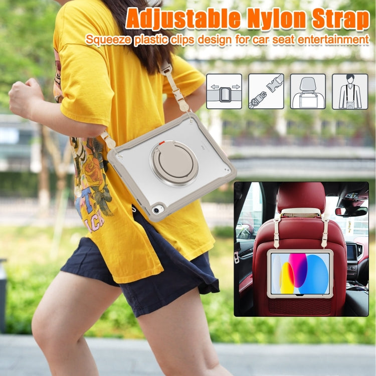 For iPad 2025 / 2022 Heavy Duty Hybrid Tablet Case with Handle & Strap(Khaki) by bashfashion