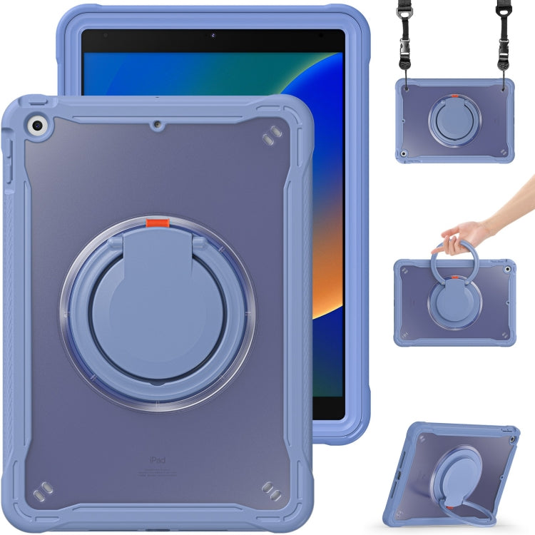 For iPad 10.2 2021 / 2020 / 2019 Heavy Duty Hybrid Tablet Case with Handle & Strap(Lavender Grey) by bashfashion