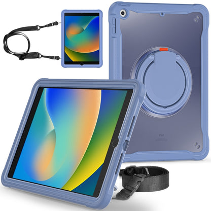 For iPad 10.2 2021 / 2020 / 2019 Heavy Duty Hybrid Tablet Case with Handle & Strap(Lavender Grey) by bashfashion