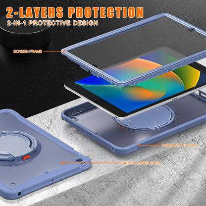 For iPad 10.2 2021 / 2020 / 2019 Heavy Duty Hybrid Tablet Case with Handle & Strap(Lavender Grey) by bashfashion
