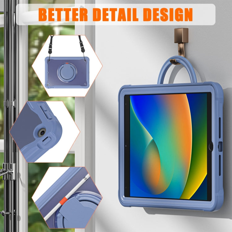 For iPad 10.2 2021 / 2020 / 2019 Heavy Duty Hybrid Tablet Case with Handle & Strap(Lavender Grey) by bashfashion