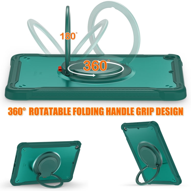 For iPad 10.2 2021 / 2020 / 2019 Heavy Duty Hybrid Tablet Case with Handle & Strap(Dark Green) by bashfashion