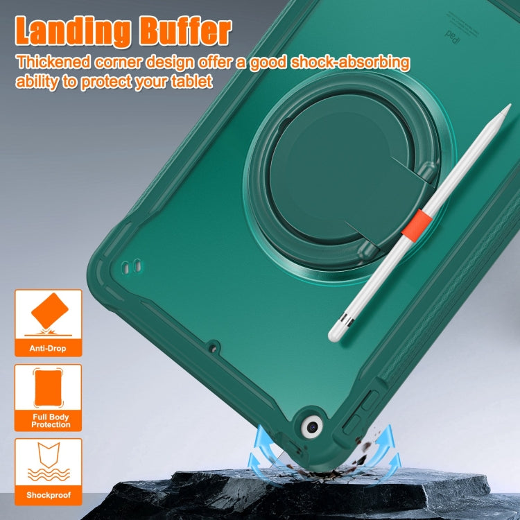 For iPad 10.2 2021 / 2020 / 2019 Heavy Duty Hybrid Tablet Case with Handle & Strap(Dark Green) by bashfashion