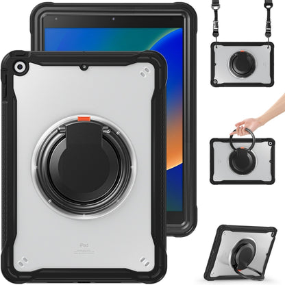 For iPad 10.2 2021 / 2020 / 2019 Heavy Duty Hybrid Tablet Case with Handle & Strap(Black) by bashfashion