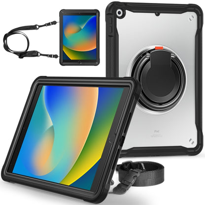 For iPad 10.2 2021 / 2020 / 2019 Heavy Duty Hybrid Tablet Case with Handle & Strap(Black) by bashfashion