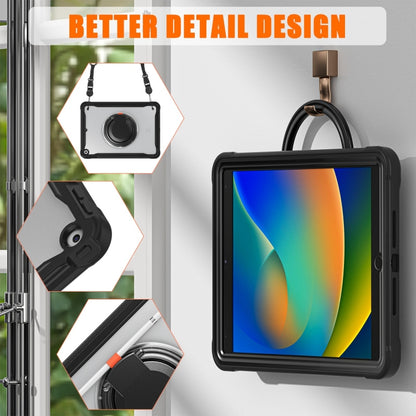 For iPad 10.2 2021 / 2020 / 2019 Heavy Duty Hybrid Tablet Case with Handle & Strap(Black) by bashfashion