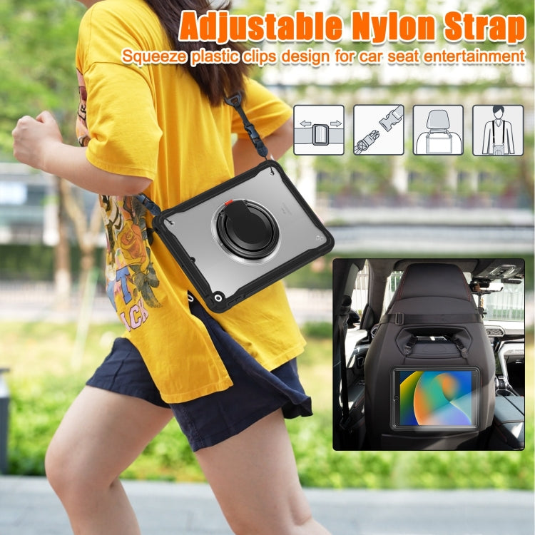 For iPad 10.2 2021 / 2020 / 2019 Heavy Duty Hybrid Tablet Case with Handle & Strap(Black) by bashfashion