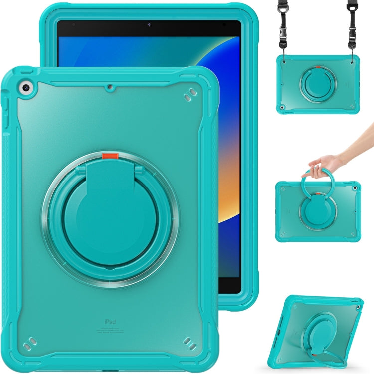 For iPad 10.2 2021 / 2020 / 2019 Heavy Duty Hybrid Tablet Case with Handle & Strap(Light Blue) by bashfashion