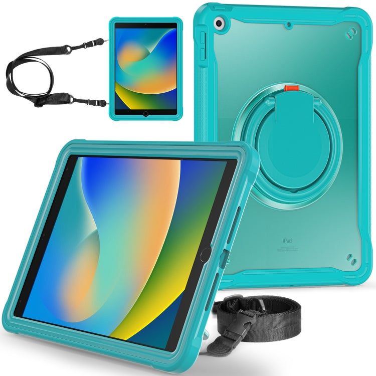 For iPad 10.2 2021 / 2020 / 2019 Heavy Duty Hybrid Tablet Case with Handle & Strap(Light Blue) by bashfashion