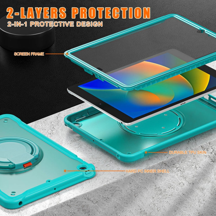 For iPad 10.2 2021 / 2020 / 2019 Heavy Duty Hybrid Tablet Case with Handle & Strap(Light Blue) by bashfashion
