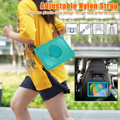 For iPad 10.2 2021 / 2020 / 2019 Heavy Duty Hybrid Tablet Case with Handle & Strap(Light Blue) by bashfashion