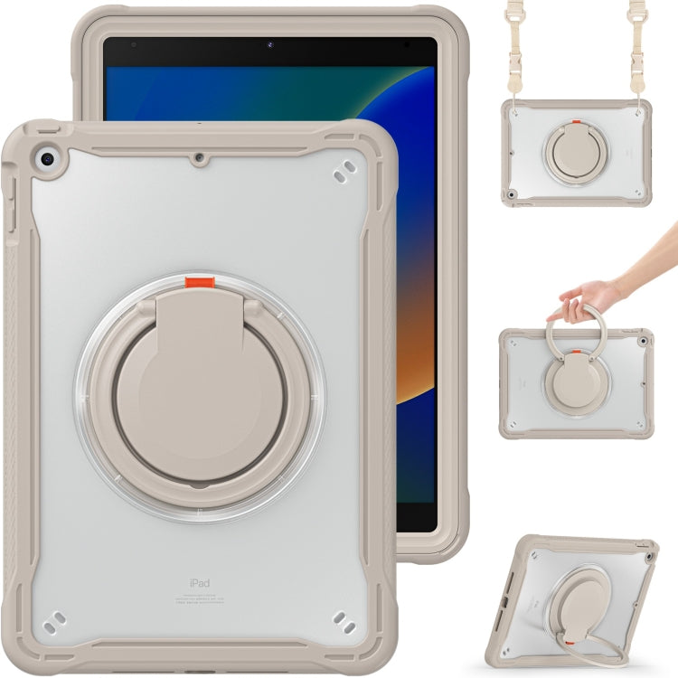 For iPad 10.2 2021 / 2020 / 2019 Heavy Duty Hybrid Tablet Case with Handle & Strap(Khaki) by bashfashion