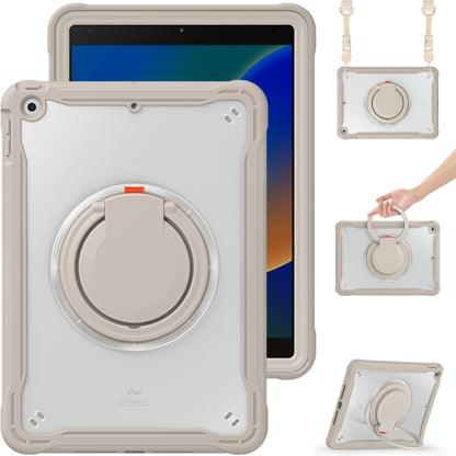 For iPad 10.2 2021 / 2020 / 2019 Heavy Duty Hybrid Tablet Case with Handle & Strap(Khaki) by bashfashion