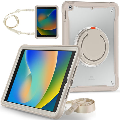 For iPad 10.2 2021 / 2020 / 2019 Heavy Duty Hybrid Tablet Case with Handle & Strap(Khaki) by bashfashion