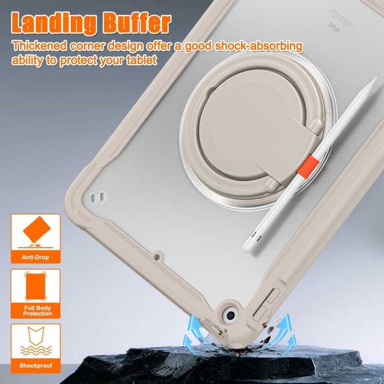 For iPad 10.2 2021 / 2020 / 2019 Heavy Duty Hybrid Tablet Case with Handle & Strap(Khaki) by bashfashion