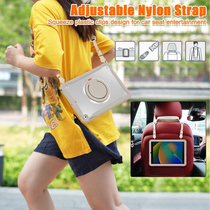 For iPad 10.2 2021 / 2020 / 2019 Heavy Duty Hybrid Tablet Case with Handle & Strap(Khaki) by bashfashion