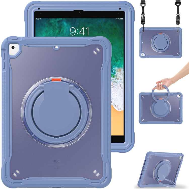 For iPad Air / Air 2 / 9.7 2018 / 2017 Heavy Duty Hybrid Tablet Case with Handle & Strap(Lavender Grey) by bashfashion