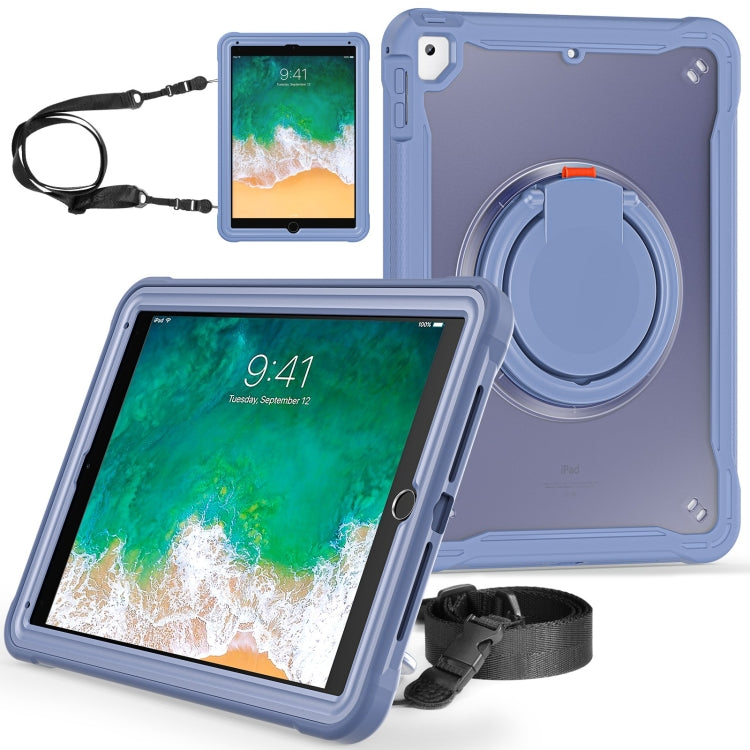 For iPad Air / Air 2 / 9.7 2018 / 2017 Heavy Duty Hybrid Tablet Case with Handle & Strap(Lavender Grey) by bashfashion