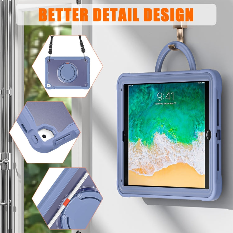 For iPad Air / Air 2 / 9.7 2018 / 2017 Heavy Duty Hybrid Tablet Case with Handle & Strap(Lavender Grey) by bashfashion