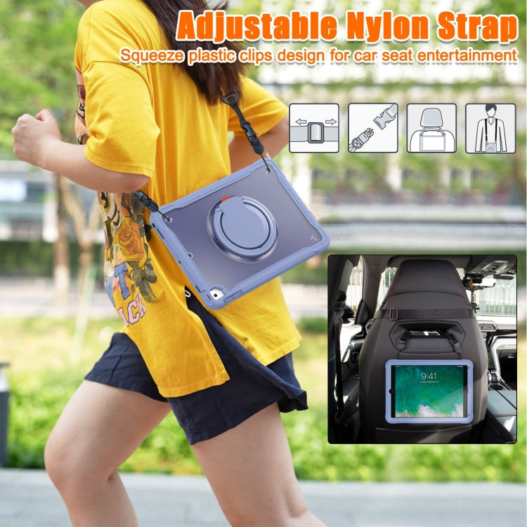 For iPad Air / Air 2 / 9.7 2018 / 2017 Heavy Duty Hybrid Tablet Case with Handle & Strap(Lavender Grey) by bashfashion