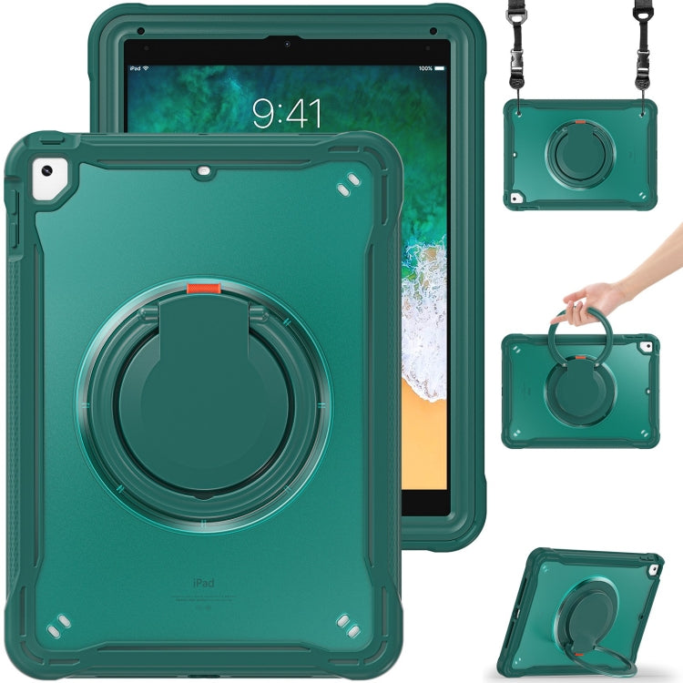 For iPad Air / Air 2 / 9.7 2018 / 2017 Heavy Duty Hybrid Tablet Case with Handle & Strap(Dark Green) by bashfashion