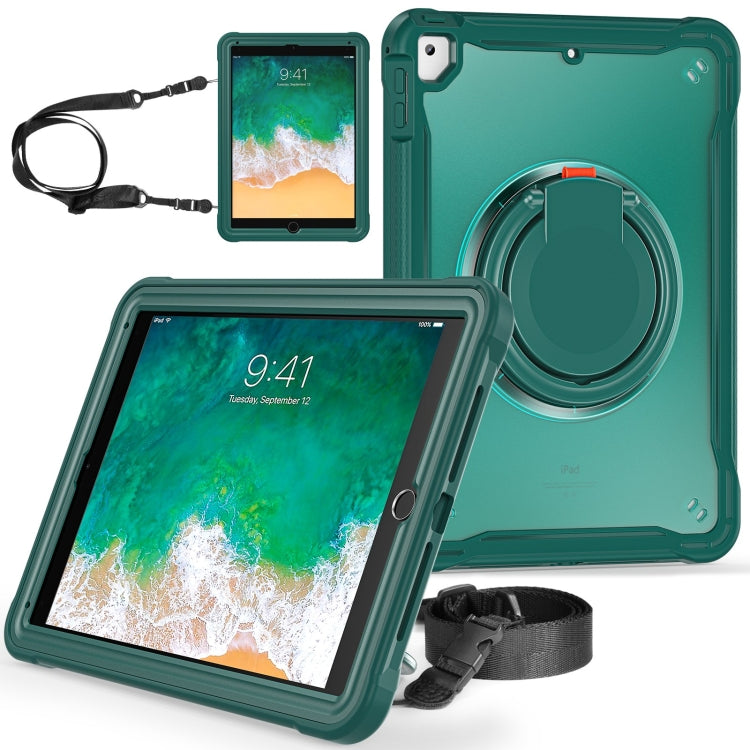 For iPad Air / Air 2 / 9.7 2018 / 2017 Heavy Duty Hybrid Tablet Case with Handle & Strap(Dark Green) by bashfashion