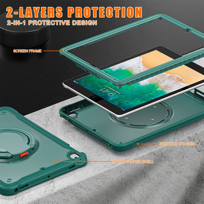 For iPad Air / Air 2 / 9.7 2018 / 2017 Heavy Duty Hybrid Tablet Case with Handle & Strap(Dark Green) by bashfashion