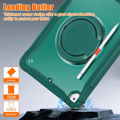For iPad Air / Air 2 / 9.7 2018 / 2017 Heavy Duty Hybrid Tablet Case with Handle & Strap(Dark Green) by bashfashion