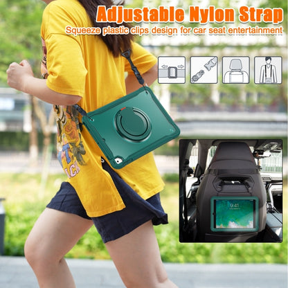 For iPad Air / Air 2 / 9.7 2018 / 2017 Heavy Duty Hybrid Tablet Case with Handle & Strap(Dark Green) by bashfashion