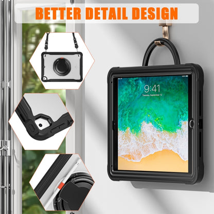 For iPad Air / Air 2 / 9.7 2018 / 2017 Heavy Duty Hybrid Tablet Case with Handle & Strap(Black) by bashfashion