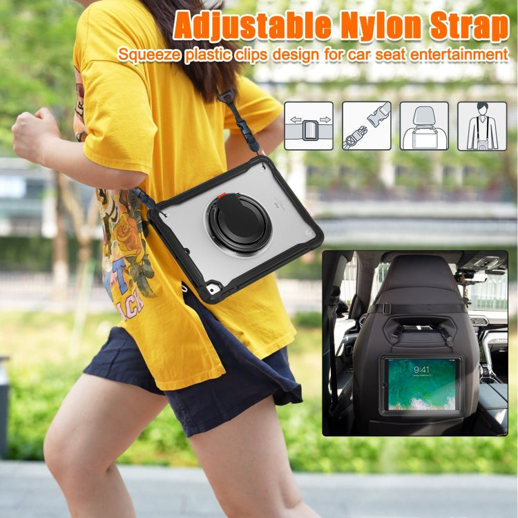 For iPad Air / Air 2 / 9.7 2018 / 2017 Heavy Duty Hybrid Tablet Case with Handle & Strap(Black) by bashfashion