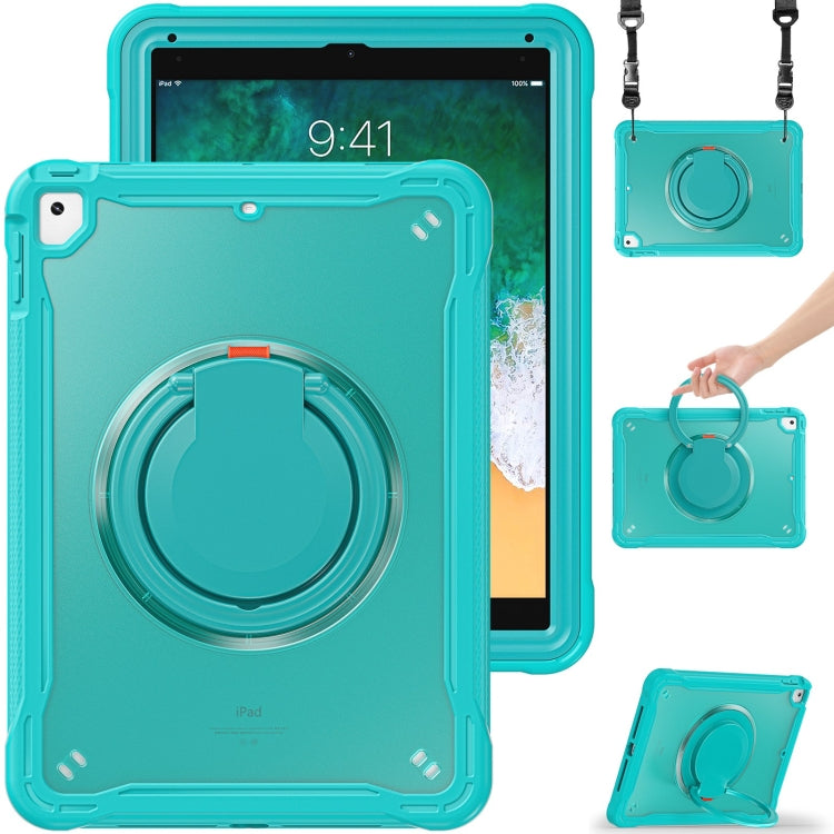 For iPad Air / Air 2 / 9.7 2018 / 2017 Heavy Duty Hybrid Tablet Case with Handle & Strap(Light Blue) by bashfashion