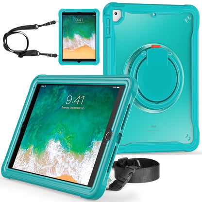For iPad Air / Air 2 / 9.7 2018 / 2017 Heavy Duty Hybrid Tablet Case with Handle & Strap(Light Blue) by bashfashion