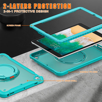 For iPad Air / Air 2 / 9.7 2018 / 2017 Heavy Duty Hybrid Tablet Case with Handle & Strap(Light Blue) by bashfashion