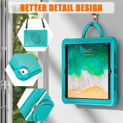 For iPad Air / Air 2 / 9.7 2018 / 2017 Heavy Duty Hybrid Tablet Case with Handle & Strap(Light Blue) by bashfashion