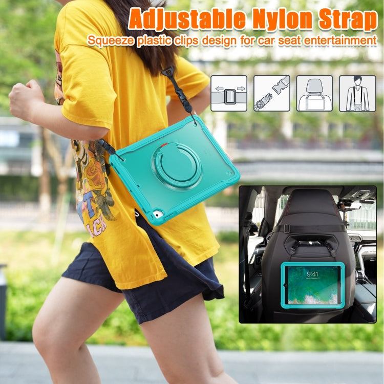 For iPad Air / Air 2 / 9.7 2018 / 2017 Heavy Duty Hybrid Tablet Case with Handle & Strap(Light Blue) by bashfashion