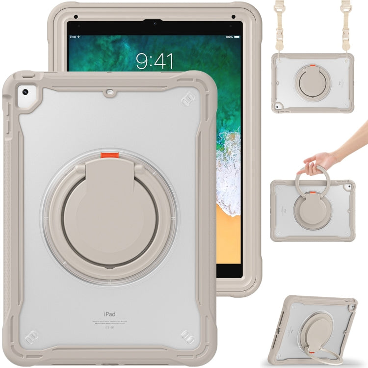 For iPad Air / Air 2 / 9.7 2018 / 2017 Heavy Duty Hybrid Tablet Case with Handle & Strap(Khaki) by bashfashion