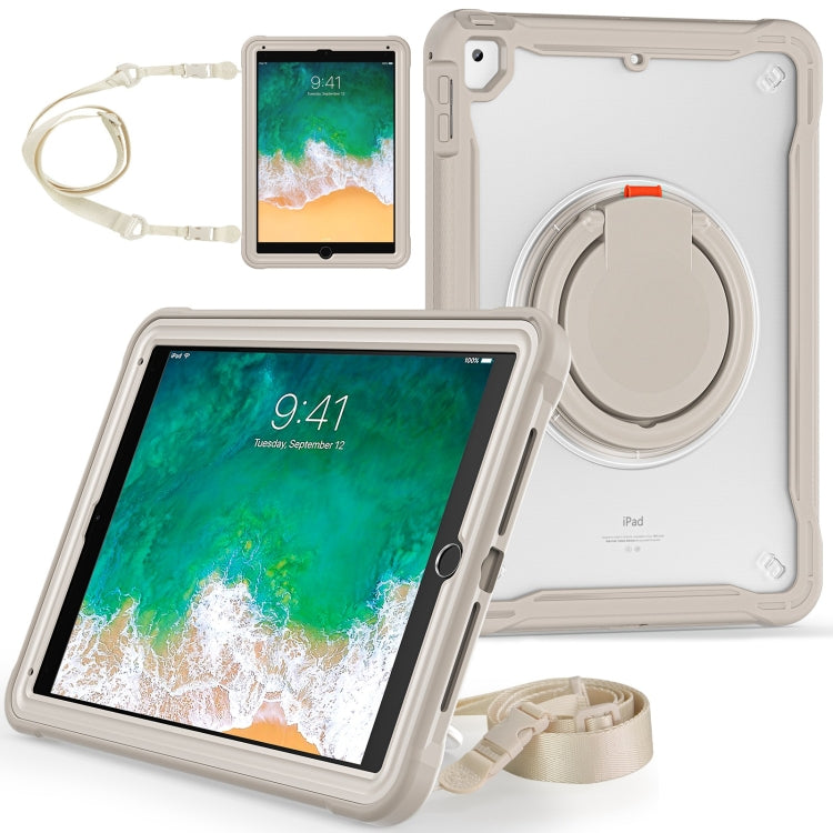 For iPad Air / Air 2 / 9.7 2018 / 2017 Heavy Duty Hybrid Tablet Case with Handle & Strap(Khaki) by bashfashion